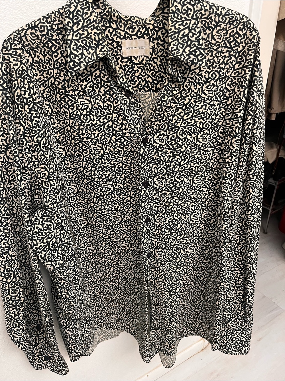 Andrew Fezza Black & White Patterned Men's Shirt